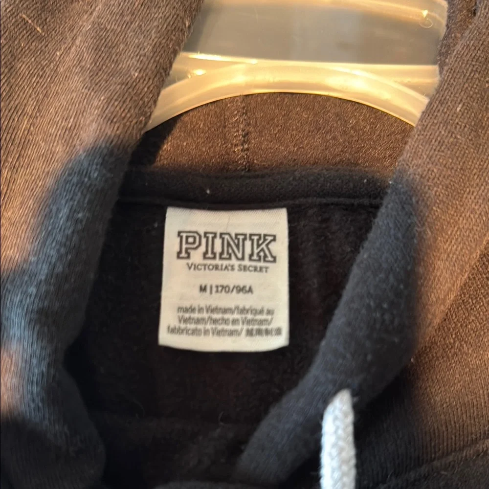 PINK Victoria's Secret Black and Gray Hoodie Sweater; sequined - Picture 3 of 3